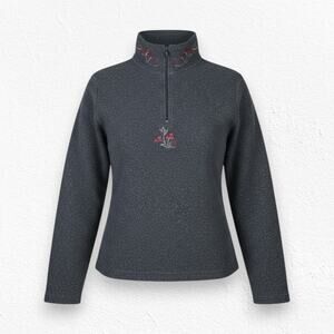 90s Vintage Victorias Secret Country Gray Floral Popover Pile Fleece Size Medium